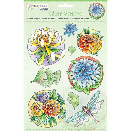 Stempel / Stamp: Transparent Transparent Stempel: Blumen und Libelle
