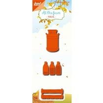 Corte morre: Frasco de leite, caixa, pote