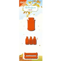 Corte morre: Frasco de leite, caixa, pote