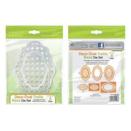 TONIC Stanzschablonen: Deco Oval Trellis (groß:168 x 118 mm)