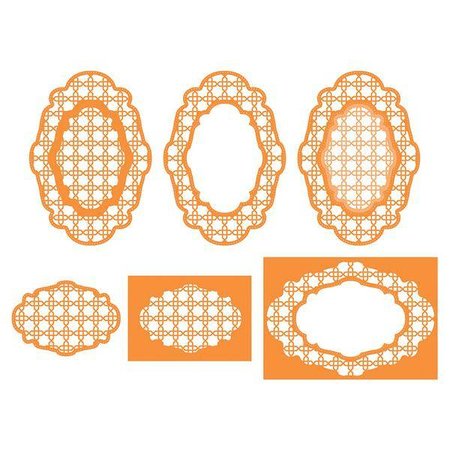 TONIC Stanzschablonen: Deco Oval Trellis (groß:168 x 118 mm)
