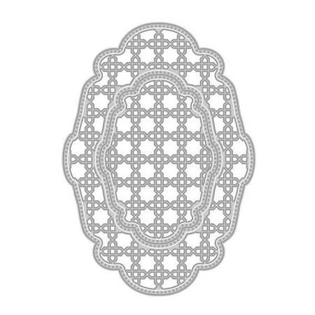 TONIC Stanzschablonen: Deco Oval Trellis (groß:168 x 118 mm)