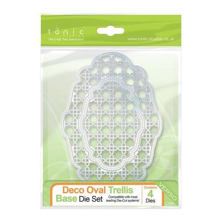 TONIC Stanzschablonen: Deco Oval Trellis (groß:168 x 118 mm)