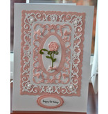 Spellbinders und Rayher Stanzschablone: Zierrahmen + Rose