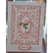 Punching template: decorative frame + Rose