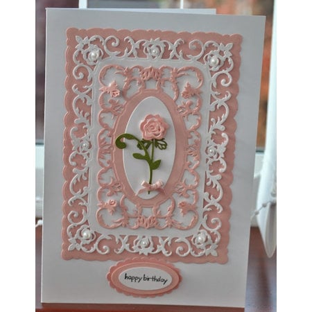 Spellbinders und Rayher Punching mal: dekorativ ramme + Rose