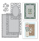 Spellbinders und Rayher modello di punzonatura: cornice decorativa + Rose