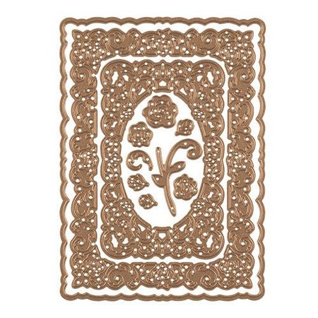 Spellbinders und Rayher Punching template: decorative frame + Rose