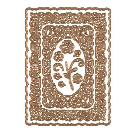 Spellbinders und Rayher Stansning skabelon: dekorativ ramme + Rose