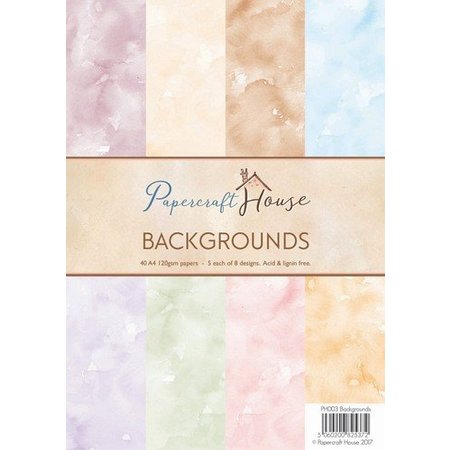 Wild Rose Studio`s A4 papir Pack akvarel baggrund, 40 ark