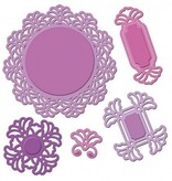 Spellbinders und Rayher Shapeabilities modello di metallo, Vintage Pizzo motivi, 2,5 x 2,4-9 cm, un set di 5 modelli!