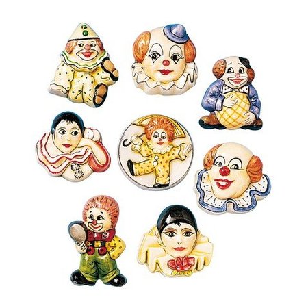 GIESSFORM / MOLDS ACCESOIRES 6 clown brooches, molds, 4-5cm