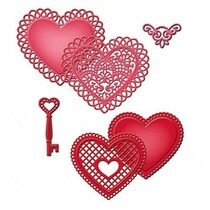 Punching - and embossing stencil SET, peak heart + Vintage key