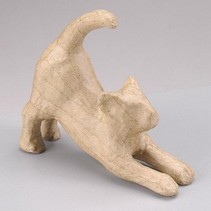 Una figura PappArt, gato estiramiento
