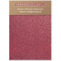 Glitter carton, 10 feuilles 280g / m², A4, altrosa