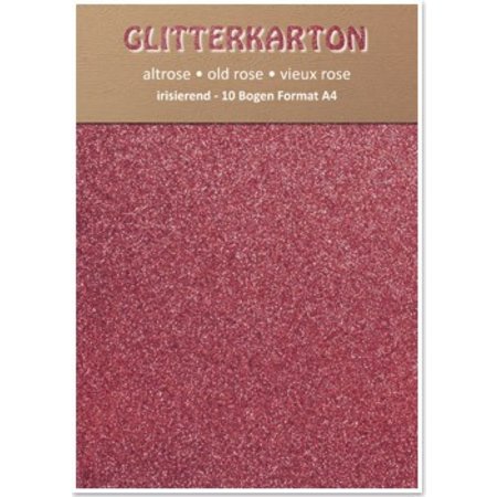 DESIGNER BLÖCKE  / DESIGNER PAPER Glitter cardboard, 10 sheets 280g / m², A4, altrosa