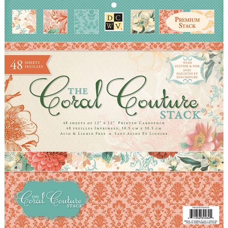 DCWV und Sugar Plum DCWV Designerblock, Coral Couture Paper Stack 30,5 x 30,5cm.