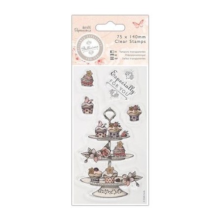 Stempel / Stamp: Transparent Ttransparante timbro, Bellisima, Cupcake stand, 75 x 140mm,