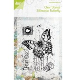 Joy!Crafts und JM Creation Joy Crafts, Transparent Stempel, "Old letter Butterfly" , 85 x 120mm