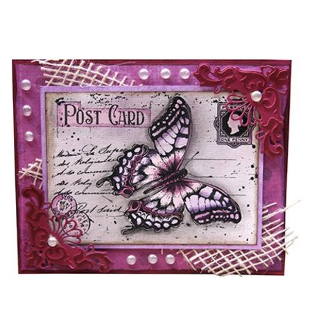 Joy!Crafts und JM Creation Joy Crafts, Clear stamps, "Old letter Butterfly", 85 x 120mm