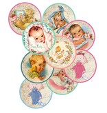 Embellishments / Verzierungen 9 etichette con motivi cute baby