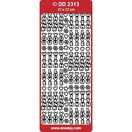 Sticker Ziersticker, "With Love" en "Merci" de couleur arc-en-