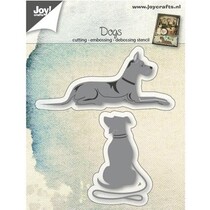 Stamping template: Dogs, lying and sitting
