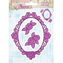 Stampaggio e struttura in rilievo: Rose cornice decorativa e due rose