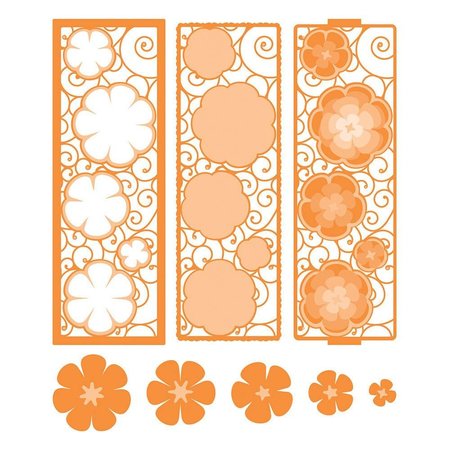 TONIC Stamping and embossing template: filigree decorative border with flowers