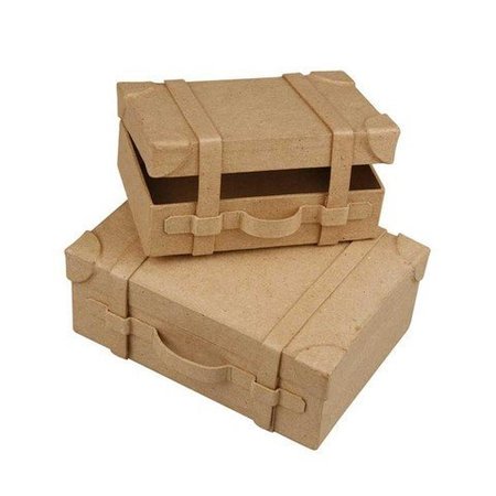 Holz, MDF, Pappe, Objekten zum Dekorieren 2 Nostalgische Mini Köfferchen, aus starkem Karton.