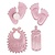 Embellishments / Verzierungen Satin litter footing & bottle & bib in baby pink