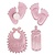 Embellishments / Verzierungen Satin Streuteile footprint & Bottle & Latz in babyroze