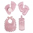 Embellishments / Verzierungen Satin Streuteile footprint & Bottle & Latz in babyroze