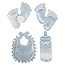 Embellishments / Verzierungen Satin Streuteile fodaftryk & Bottle & Latz i Baby Blå