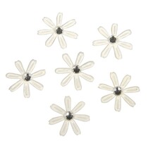60 flores de cetim com strass, 1,8 centímetros de marfim ø
