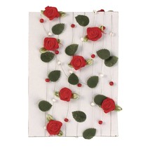 Rose garland with leaves + red pearls