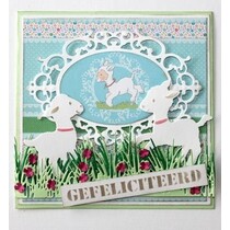 Punching template: Border grass with flowers