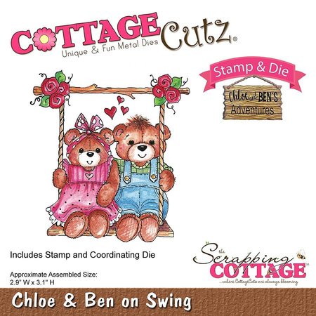 Cottage Cutz NUEVO estampado el sello de la plantilla +: Oso en el columpio