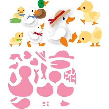 Marianne Design template perfuração: família do pato do Eline