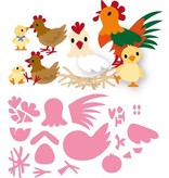 Marianne Design template perfuração: família da galinha de Eline