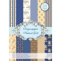 Designerpapierset, Nautical Gold