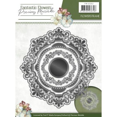 Precious Marieke template perfuração: Flor moldura decorativa