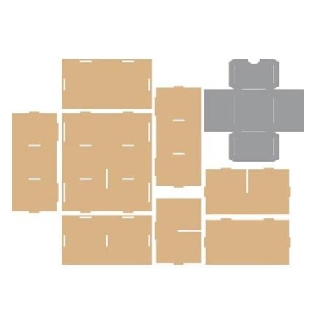 Holz, MDF, Pappe, Objekten zum Dekorieren Storage doos met vakken en laden template