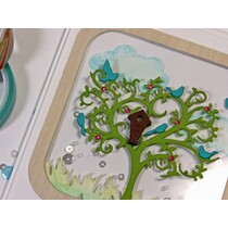 Punching and embossing stencil tree with birds