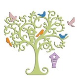 Spellbinders und Rayher Punching and embossing stencil tree with birds