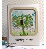 Spellbinders und Rayher Punching and embossing stencil tree with birds