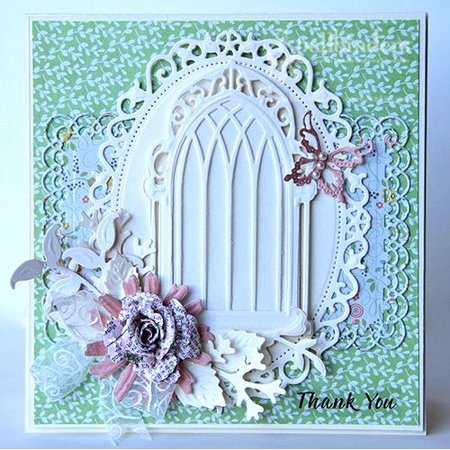 Spellbinders und Rayher Punch - og prægning stencil, metal stencil Window Tre