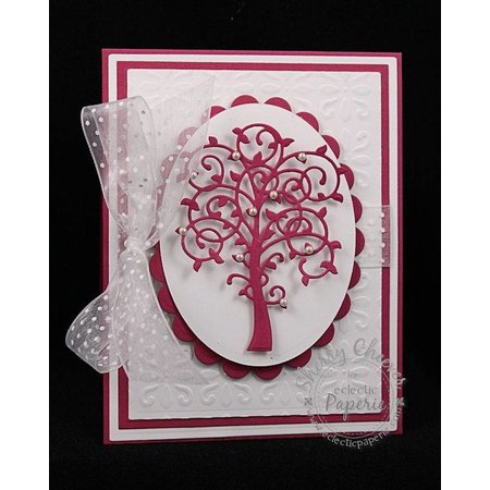 Spellbinders und Rayher Punching - et emboss.templ, modèle métallique lunatique Arbre
