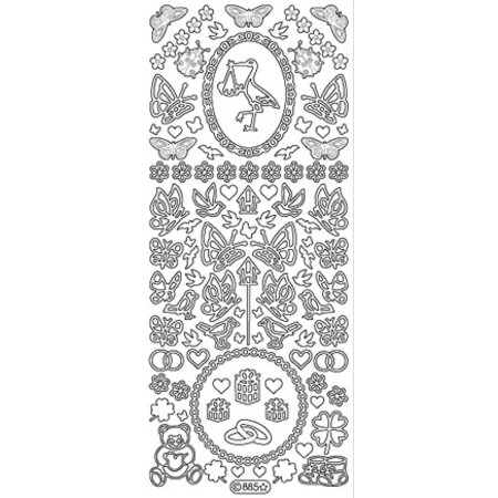 Sticker Ziersticker: Baby en bruiloft decoraties