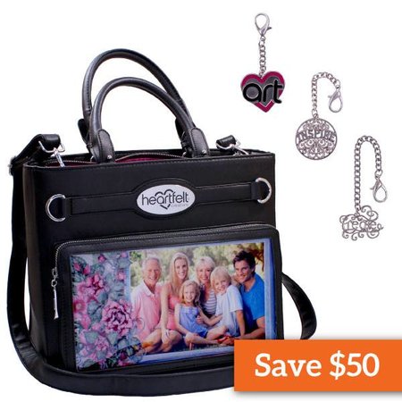 Heartfelt Creations aus USA Bag Black + nøglering charme Hjertelig Creations